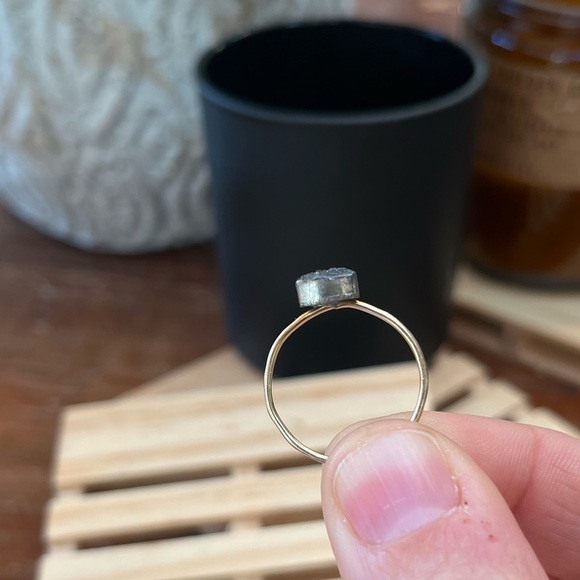 Black Druzy Gold Triangle Ring - Picture 2 of 3